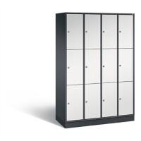 C+P Schließfachschrank Intro H1950xB1220xT490 Korpus: Schwarzgrau Türen: Lichtgrau 4 Abteile 12 Fächer