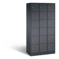 C+P Schließfachschrank Intro H1950xB920xT490 Korpus: Schwarzgrau Türen: Schwarzgrau 3 Abteile 18 Fächer