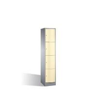 C+P Schließfachschrank Resisto H1950xB396xT540 Korpus: Weißaluminium Türen: Pastellgelb 1 Abteil 4 Fächer