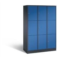 C+P XL-Schließfachschrank Intro H1950xB1220xT490 Korpus: Schwarzgrau Türen: Enzianblau 3 Abteile 9 Fächer
