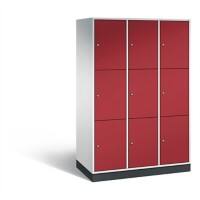 C+P XL-Schließfachschrank Intro H1950xB1220xT590 Korpus: Lichtgrau Türen: Rubinrot 3 Abteile 9 Fächer