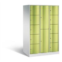 C+P Kombi-Schließfachschrank Resisto H1950xB1148xT740 Korpus: Lichtgrau Türen: Viridingrün 3 Abteile 12 Fächer