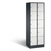 C+P Schließfachschrank Intro H1950xB620xT490 Korpus: Schwarzgrau Türen: Lichtgrau 2 Abteile 10 Fächer