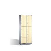 C+P Schließfachschrank Resisto H1950xB772xT540 Korpus: Weißaluminium Türen: Pastellgelb 2 Abteile 10 Fächer