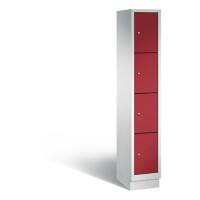 C+P Schließfachschrank Classic H1800xB320xT500 Korpus: Lichtgrau Türen: Rubinrot 1 Abteil 4 Fächer