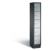 C+P Schließfachschrank Classic H1800xB320xT500 Korpus: Schwarzgrau Türen: Weißaluminium 1 Abteil 5 Fächer