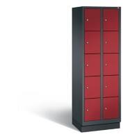 C+P Schließfachschrank Classic H1800xB610xT500 Korpus: Schwarzgrau Türen: Rubinrot 2 Abteile 10 Fächer