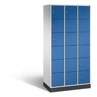 C+P Schließfachschrank Intro H1950xB920xT490 Korpus: Lichtgrau Türen: Enzianblau 3 Abteile 18 Fächer