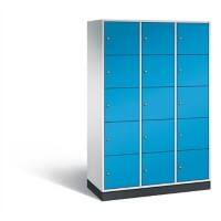 C+P XL-Schließfachschrank Intro H1950xB1220xT490 Korpus: Lichtgrau Türen: Lichtblau 3 Abteile 15 Fächer