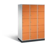 C+P XL-Schließfachschrank Intro H1950xB1220xT590 Korpus: Lichtgrau Türen: Gelborange 3 Abteile 15 Fächer