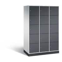 C+P XL-Schließfachschrank Intro H1950xB1220xT590 Korpus: Lichtgrau Türen: Schwarzgrau 3 Abteile 15 Fächer