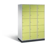 C+P XL-Schließfachschrank Intro H1950xB1220xT590 Korpus: Lichtgrau Türen: Viridingrün 3 Abteile 15 Fächer