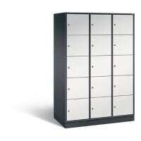 C+P XL-Schließfachschrank Intro H1950xB1220xT590 Korpus: Schwarzgrau Türen: Lichtgrau 3 Abteile 15 Fächer