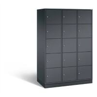 C+P XL-Schließfachschrank Intro H1950xB1220xT590 Korpus: Schwarzgrau Türen: Schwarzgrau 3 Abteile 15 Fächer