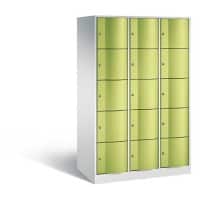 C+P XL-Schließfachschrank Resisto H1950xB1148xT640 Korpus: Lichtgrau Türen: Viridingrün 3 Abteile 15 Fächer