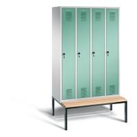 C+P Garderobenschrank Evolo Stahl 4 Ebenen Grau - Grün Sicherheits-Drehriegel H2090xB1190xT815mm