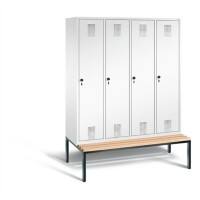 C+P Garderobenschrank Evolo Stahl 4 Ebenen Weiß Sicherheits-Drehriegel H2090xB1590xT815mm