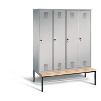 C+P Garderobenschrank Evolo Stahl 4 Ebenen Weiß mit Sicherheits-Drehriegel H2090xB1590xT815mm