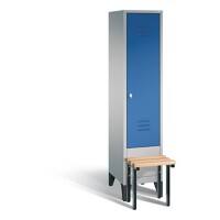 C+P Garderobenschrank Classic Stahl 1 Ebene Weiß - Blau mit Drehriegel H1850xB420xT500mm