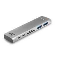 ACT USB C Thunderbolt 3 auf HDMI Buchse Multiport Adapter 4K, USB C, 2X USB-A, Kartenleser, PD Pass Through