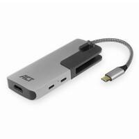 ACT USB-C auf HDMI Buchse Adapter mit PD Pass-Through, 4K, USB-A , USB-C Anschluss, Kartenleser