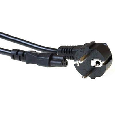 ACT Power Kabel Netzstecker CEE7/7 Stecker (gewinkelt) - C5 Schwarz 1 m
