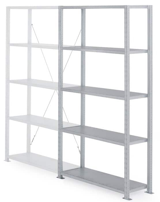 MANORGA Adaptiv Starterregal 5 Fachböden 1.250 x 500 x 2.000 mm Grau