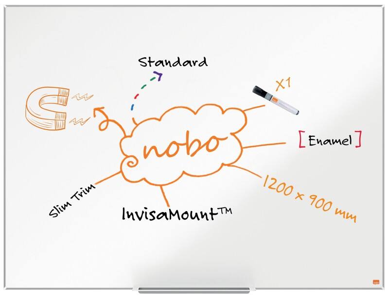 Nobo Impression Pro Whiteboard Wandmontiert Magnetisch Emaille Einseitig 120 (B) x 90 (H) cm