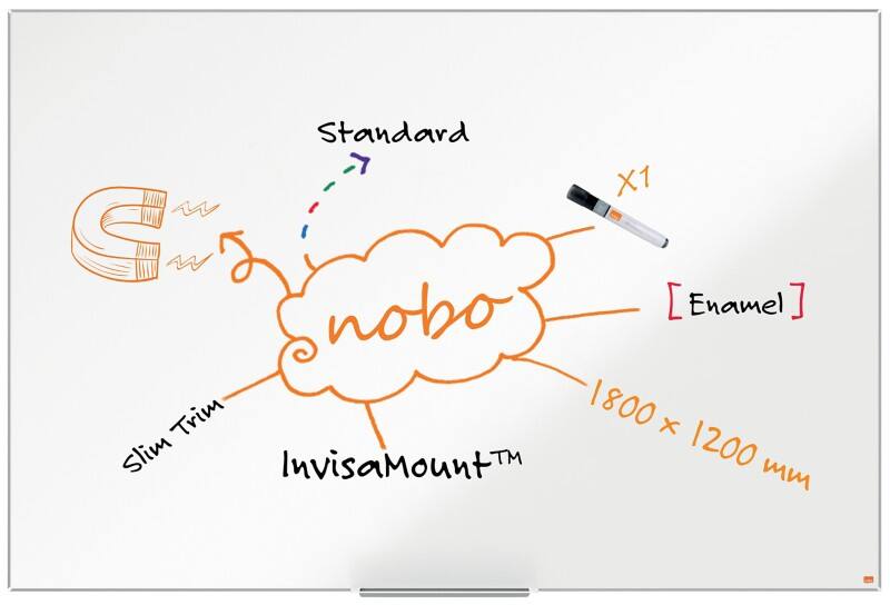 Nobo Impression Pro Whiteboard Wandmontiert Magnetisch Emaille Einseitig 180 (B) x 120 (H) cm