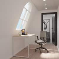 Rechteckiger Home-Office-Schreibtisch Eiche Spanplatte / Stahlrohrrahmenbeine Weiß LV12 1100 x 600 x 740mm