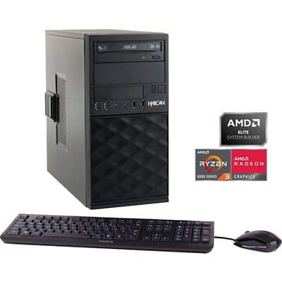 Hyrican Tower CTS00723 AMD Ryzen 3 4350G Octa-Core 8 GB RAM 480 GB SSD Windows 10 Professional AMD Radeon Schwarz