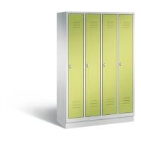 C+P Garderobenschrank Classic H1800xB1190xT500mm Korpus: Lichtgrau Türen: Viridingrün Abteile: 4 Abteilbreite: 300 Fächer: 4 Drehriegel