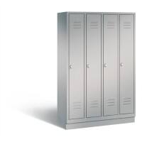 C+P Garderobenschrank Classic H1800xB1190xT500mm Korpus: Weißaluminium Türen: Weißaluminium Abteile: 4 Abteilbreite: 300 Fächer: 4 Drehriegel