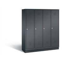 C+P Garderobenschrank Classic H1800xB1590xT500mm Korpus: Schwarzgrau Türen: Schwarzgrau Abteile: 4 Abteilbreite: 400 Fächer: 4 Drehriegel