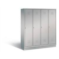 C+P Garderobenschrank Classic H1800xB1590xT500mm Korpus: Weißaluminium Türen: Weißaluminium Abteile: 4 Abteilbreite: 400 Fächer: 4 Drehriegel