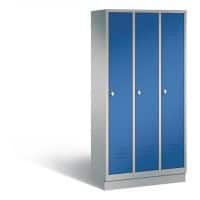 C+P Garderobenschrank Classic H1800xB900xT500mm Korpus: Weißaluminium Türen: Enzianblau Abteile: 3 Abteilbreite: 300 Fächer: 3 Drehriegel