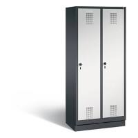 C+P Garderobenschrank Evolo H1800xB810xT500mm Korpus: Schwarzgrau Türen: Lichtgrau Abteile: 2 Abteilbreite: 400 Fächer: 2 Sicherheits-Drehriegel