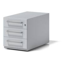 Rollcontainer Note mit Designgriff und drei Universalschubladen à Höhe 150 mm 495 x 420 x 775 mm Lichtgrau