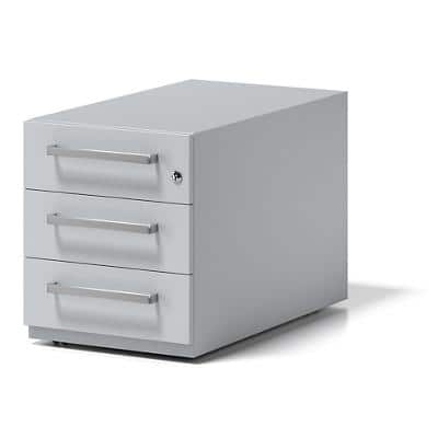 Rollcontainer Note mit Designgriff und drei Universalschubladen à Höhe 150 mm 495 x 420 x 775 mm Lichtgrau