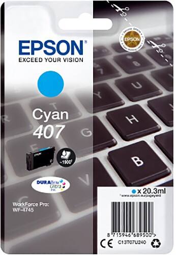 Epson 407 Original Tintenpatrone C13T07U240 Cyan
