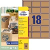 Avery L7110-25 Etiketten DIN A4 Braun 62 x 42 mm 25 Blatt à 18 Etiketten