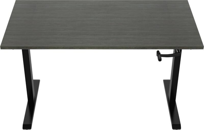 euroseats Crank Sitz-Stehschreibtisch Rechteckig Eiche T-Fuß 1.600 (B) x 800 (T) x 1.190 (H) mm Metall