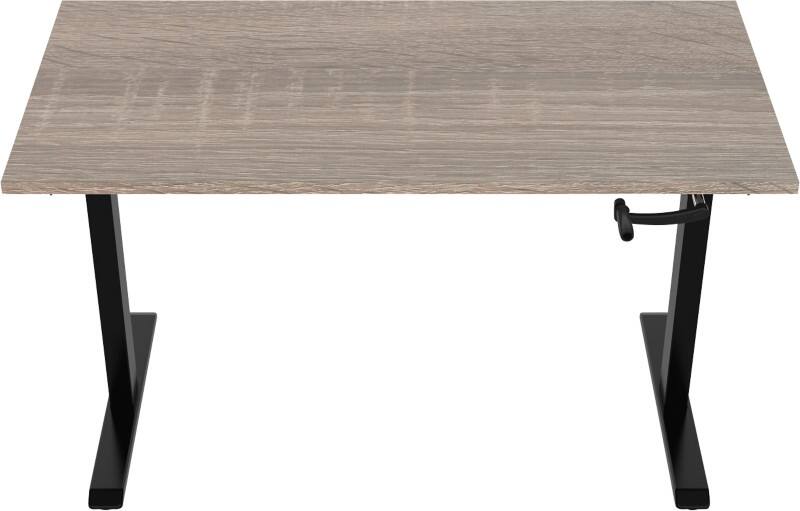 euroseats Crank Sitz-Stehschreibtisch Rechteckig Eiche T-Fuß 1.200 (B) x 800 (T) x 1.190 (H) mm Metall