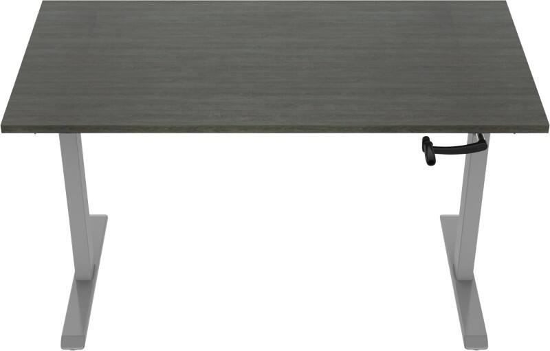 euroseats Crank Sitz-Stehschreibtisch Rechteckig Eiche T-Fuß 1.600 (B) x 800 (T) x 1.190 (H) mm Metall