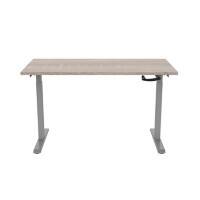 euroseats Crank Sitz-Stehschreibtisch Rechteckig Eiche T-Fuß 1.400 (B) x 800 (T) x 1.190 (H) mm Metall