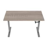 euroseats Crank Sitz-Stehschreibtisch Rechteckig Eiche T-Fuß 1.600 (B) x 800 (T) x 1.190 (H) mm Metall