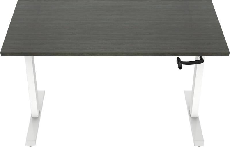 euroseats Crank Sitz-Stehschreibtisch Rechteckig Eiche T-Fuß 1.600 (B) x 800 (T) x 1.190 (H) mm Metall