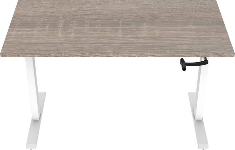 euroseats Crank Sitz-Stehschreibtisch Rechteckig Eiche T-Fuß 1.400 (B) x 800 (T) x 1.190 (H) mm Metall