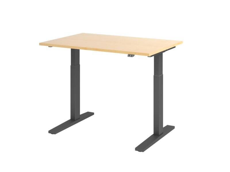 Hammerbacher VXMKA Elektrisch Höhenverstellbar Sitz-Stehschreibtisch Ahorn C-Fuß 1.200 (B) x 800 (T) x 1.200 (H) mm Spanplatte, Stahl