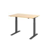 Hammerbacher VXMKA Elektrisch Höhenverstellbar Sitz-Stehschreibtisch Ahorn C-Fuß 1.200 (B) x 800 (T) x 1.200 (H) mm Spanplatte, Stahl